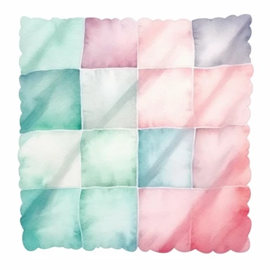 watercolor vintage baby blanket, pastel pink and mint, high quality, clipart, white background