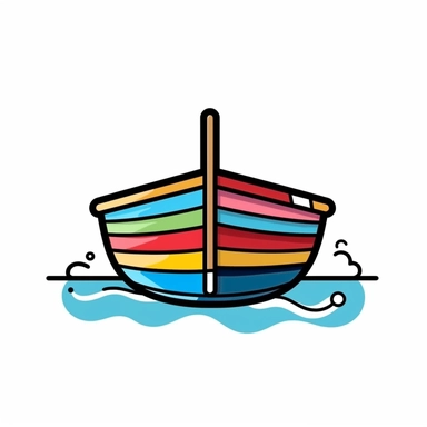 A clip art image of colorful doodle boat cartoonish isolated white background, minimalist, 8K, C20