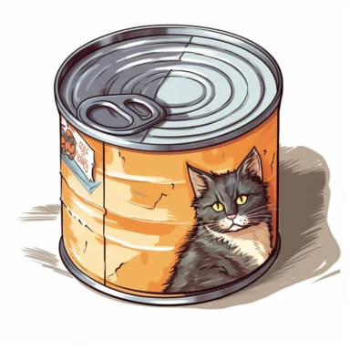 tin of cat food clipart, illustration by joe chou, white background