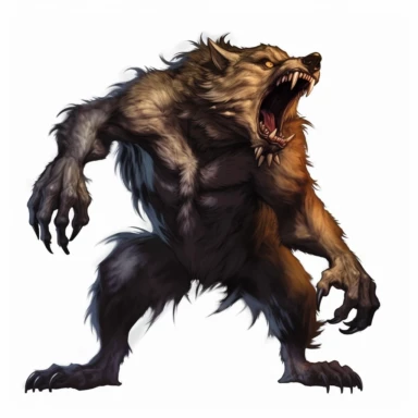 clipart of a werewolf howling at full moon