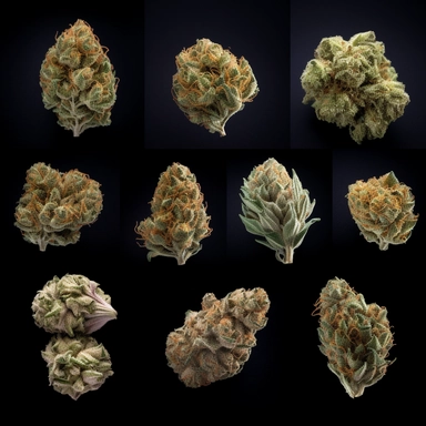 set of different clipart style photography of cannabis buds cannabis nugget weed