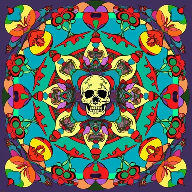 a kaleidoscope of bright colors in a grateful dead style shapes within clipart no fonts no words no letters