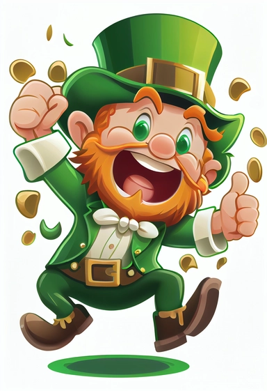 cartoon leprechaun, high resolution, celebration,cute, funny, clipart style, vector style, white background, transparent background