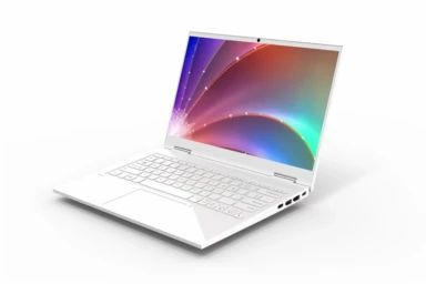 Laptop isolated on white background with two clipping paths included. Realistic 3D render. 8k,