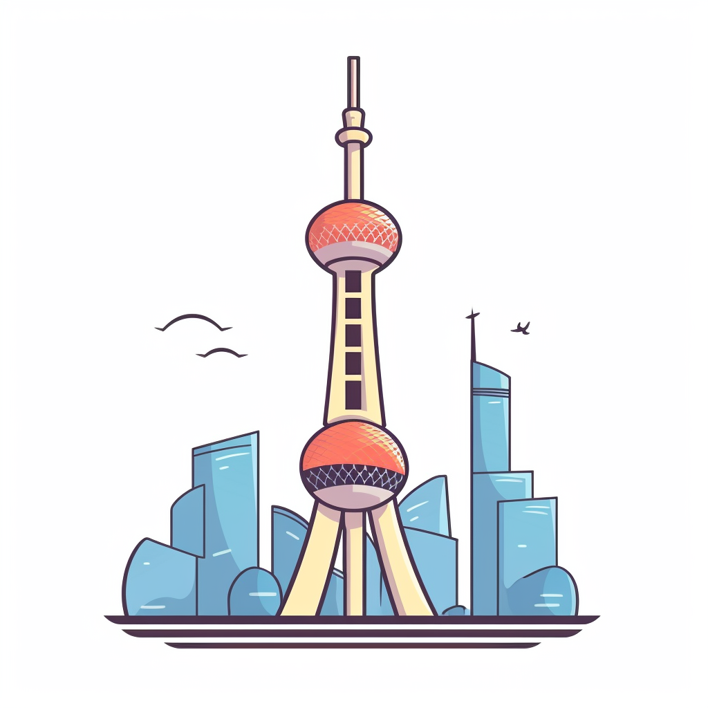 A Shanghai Oriental Pearl TV Tower SVG icon, surreal original color ...