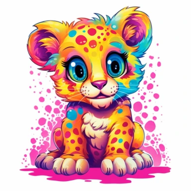 Lisa Frank inspired cute clipart cheetah