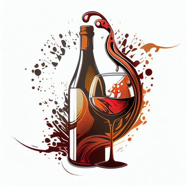 logo wine pouring from a bottle into a glass empty label clipart on only white background