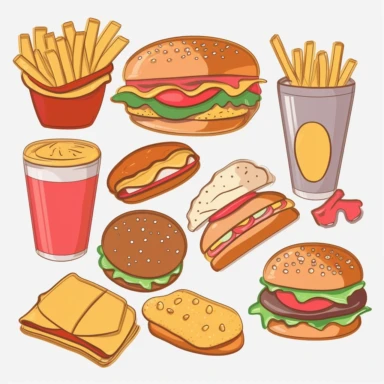 Fastfood clipart,Junk food clipart,single design,4k
