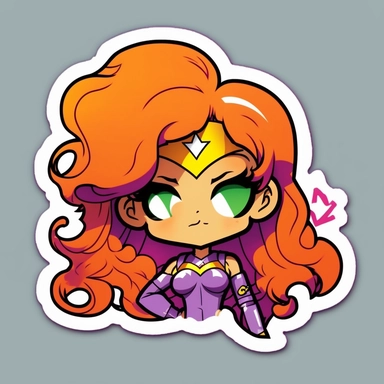 starfire from dc comics kawaii sticker, cute clipart