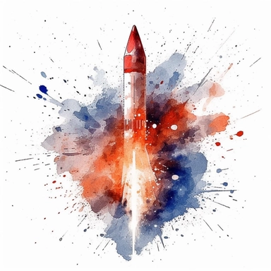 firework rocket, in the style of fourth of july realistic and hyper-detailed watercolor painting, sketchfab, ahmed morsi, realistic watercolor paintings, use of common materials, handcrafted designs clipart red white and blue with white background