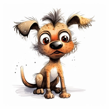 hand drew puppy with quirky and funny-looking clipart