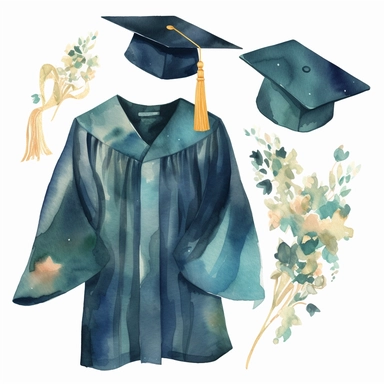 graduation gown watercolor clipart