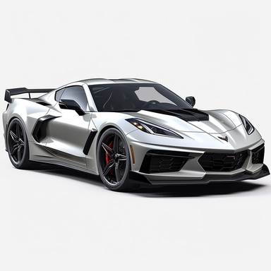 2023 Chevrolet corvette zr1, clipart, white background, portrait, realistic