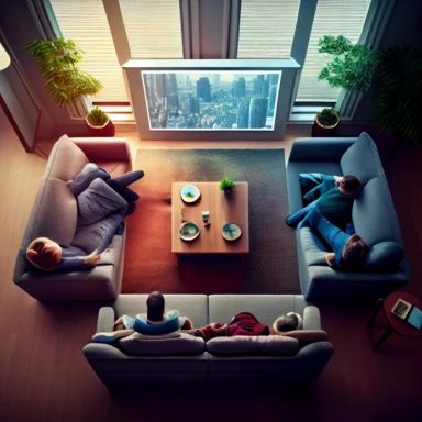 four human hands pointing (in discrimination), towards a young stressed olive skin, tall, blue eyed, beautiful man in a well lit modern living room with wide windows,comfortable couches, a nice coffee table with magaines on top, 8k ultra realistic 64bit color depth, people looking down on him, he is sitting in a calm modern and calm toned study, emotional conveyance , 3d clipart