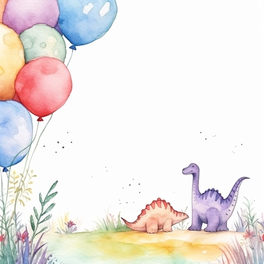 Watercolour pastel colours dinosaurs grass balloons template boarder clipart rectangle kids