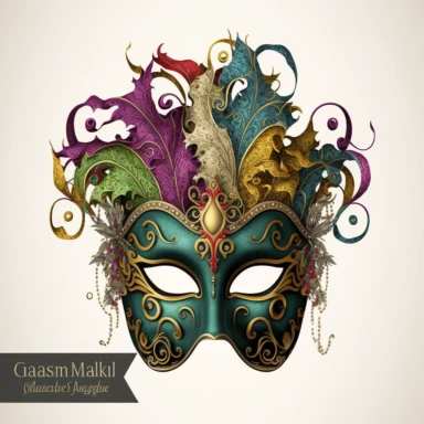singlular Masquerade Mask Clipart, Mardi Gras mask clip art, Carnival graphics, Venetian mask, costume party, plain background