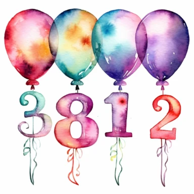 watercolor birthdays numbers 1,2,3,4,5,6,7,8,9,0 CLIPART SET