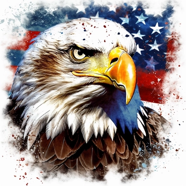 clipart us flag bald eagle clipart, in the style of photo montage, wildlife muralism, poured, crimson and blue, animated gifs, aerial view, associated press photo