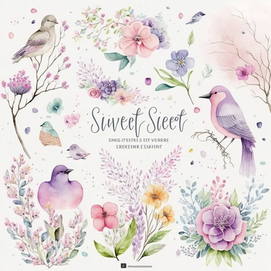 Spring Fever Watercolor Collection: This clipart set features a variety of springtime illustrations, rendered in a soft and feminine watercolor style. The set includes images of flowers in bloom, birds singing, and people enjoying the warm weather. The colors are light and pastel, with a focus on pinks, blues, and purples. These clipart illustrations would be perfect for adding a touch of springtime beauty to any project, whether it's a blog post, a social media campaign, or a printable design