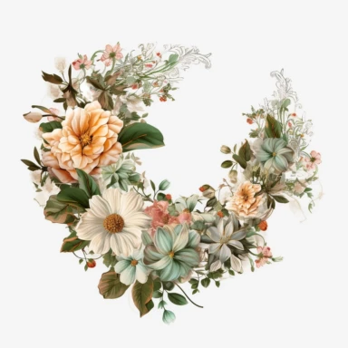octagonal clipart bridal floral border arrangement, realistic, ultra-hd