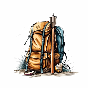 comping backpack ,the hiking stuff, backpack clip art, white background