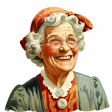 Vintage 1920 Granny smiling Clipart Illustration, Chromolithograph, 1920s Illustration, Vintage, Chromolithograph, Colorful, Antique, Ephemera, Clipart, 8k, Isolated on white