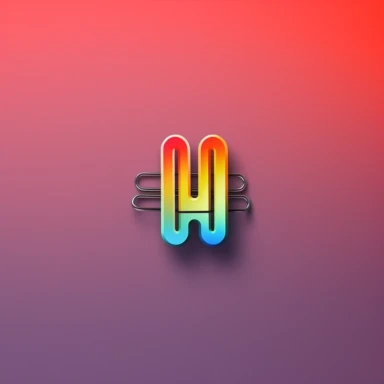 a minimalisitic logo of a paper clip loosely inspired by AI and clippy from Microsoft Word for an AI app. Apply balance by evenly distributing the visual weight of the elements, and create contrast by a minimal set of colors as well as varying the sizes. Arrange elements with visual hierarchy for an effective clean design