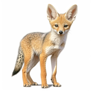 jackal safari baby animal photorealistic clipart,on white background