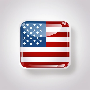 american flag icon, vector, clip art, minimalist icon, 3d, shiny icon, desktop icon, modern, white background.