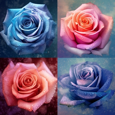 Design an exquisite collection of Enchanted Roses clipart, showcasing stunning roses in shades of red, pink, and blue that possess a touch of magic and elegance. Create intricately detailed rose illustrations with delicate petals and realistic textures. Experiment with vibrant and rich hues, such as deep crimson reds, soft blush pinks, and captivating shades of blue like sapphire or royal blue. Add an enchanting twist to the roses by incorporating subtle fantasy elements. Imagine roses with spar