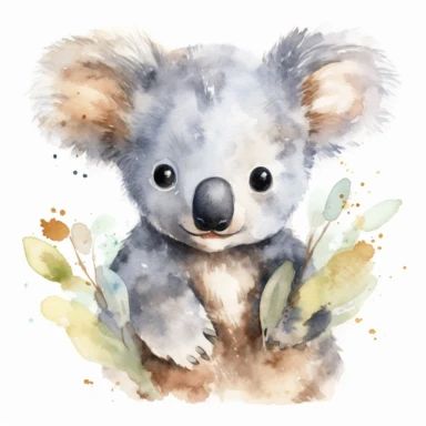 colorful koala bear watercolor clipart, white background - Clip Art Library