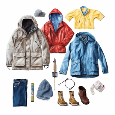 clipart Weather-appropriate clothing, Photo realistic, white background