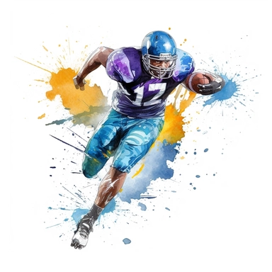 Award winning hyper detail watercolour, football player, white background, clipart