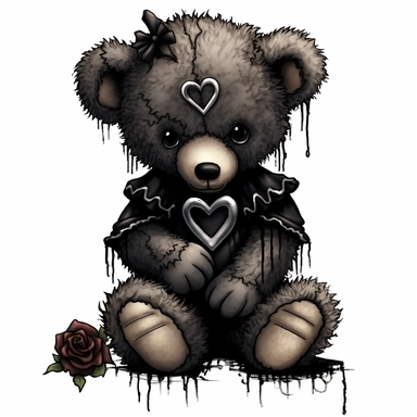 cute gothic teddy bear clip art