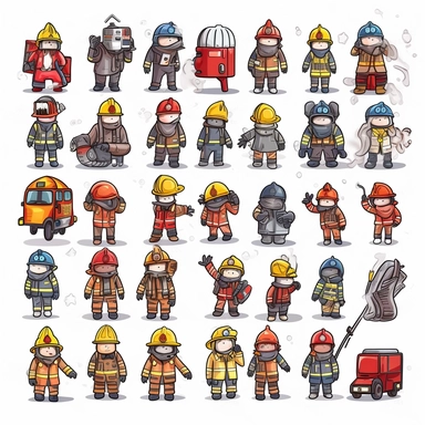 firefighter aqauarell Clipart set