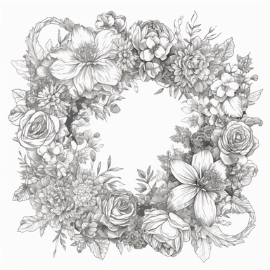 line art style a flower bouquet wreath clipart png transparent background one object truly timeless elegance premium luxury ornate photo realistic honestly reality aesthetic consistent quality unique exquisite iridescence individuality array of colors rich treasured throughout the ages refinement symbolizing luxury glamour allure wonders of the nature mother of pearl luminous quality light in a myriad of enchanting colors royal jewelry delicate shimmer pearlescent effect polished sophistication 