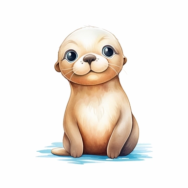 clipart with white background, cute baby sea lion, clearly defined separate image, high quality--ar3:4-no mockups, watermarks, numbers, writing, letters--q2--v5.1--s1000