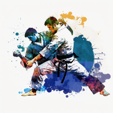 Two brazilian jiu jitsu fighting, clipart, white background