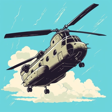 chinook helicopter flying in sky clipart