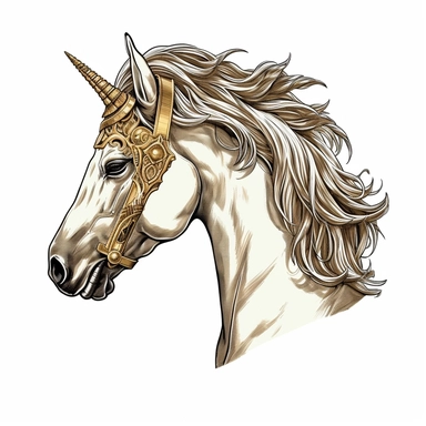 the unicorn head clip art of a horse, in the style of naoki urasawa, white and bronze, aetherclockpunk, mike judge, made of cheese, creative commons attribution, unpolished authenticity