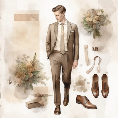 wedding watercolor graphics, subtle neutral pastel tones, sparklecore, embossed paper, Design a sophisticated wedding clipart showcasing the groom's shoes, meticulously crafted with sleek leather, laces, or buckles, representing the groom's impeccable style and attention to detail on his special day, candid, multi-layered