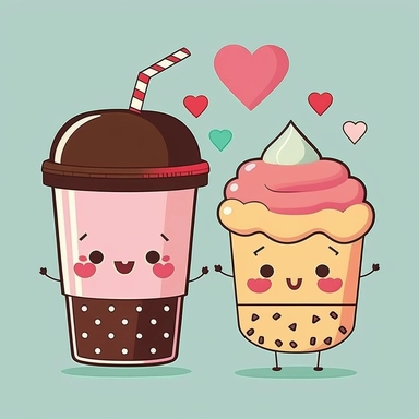 Cute kawaii fast food pairs, valentines food clip art, food couple, drinks clipart, love hearts background. clip art, food PNG, line art, vector black and white