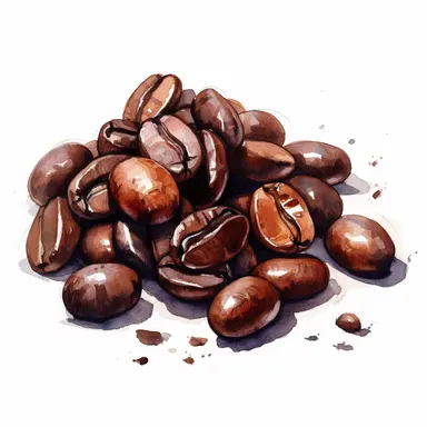 watercolor delicious dark coffee beans isolated oil painting clipart white background