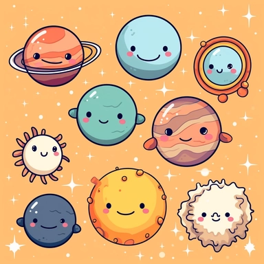 Solar system clipart commercial use, planets vector graphics, Space clipart, kawaii clip art