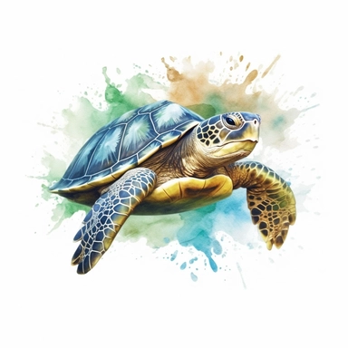 watercolour illustration free brushstrokes, beautiful and joyful, turtle, mark brooks, naturecore, animal clipart, isolated on a white background