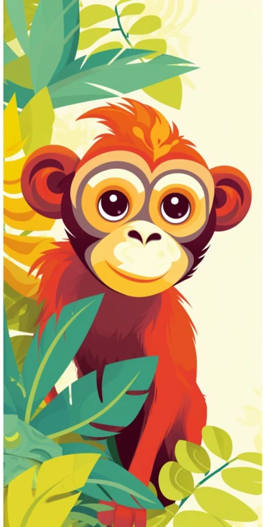 bright color monkey in the jungle clipart