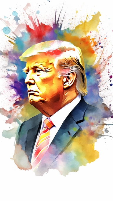 watercolour Donald Trump clipart, hd, isolated on white background, png, vector