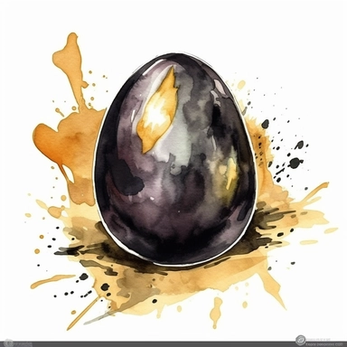 clipart of black golden egg, waterclour style