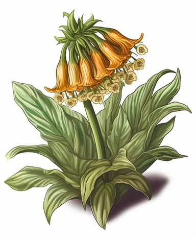 Isometric Sticker Clip Art of Fritillaria imperialis, the crown imperial, imperial fritillary, one stem