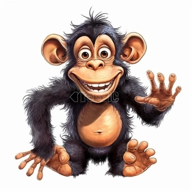 Cute Happy Face Beautiful Funny Monkey Full body Sublimation Clipart,Cartoon,hyper realistic, intricate detail, illustration style,high solution,on the white background